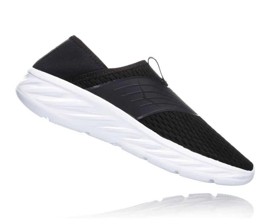 Hoka One One Sandals Mens Black/White - ORA Recovery - 67148TYPD